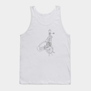 Zombie Ray Gun Blueprint on Charcoal Tank Top